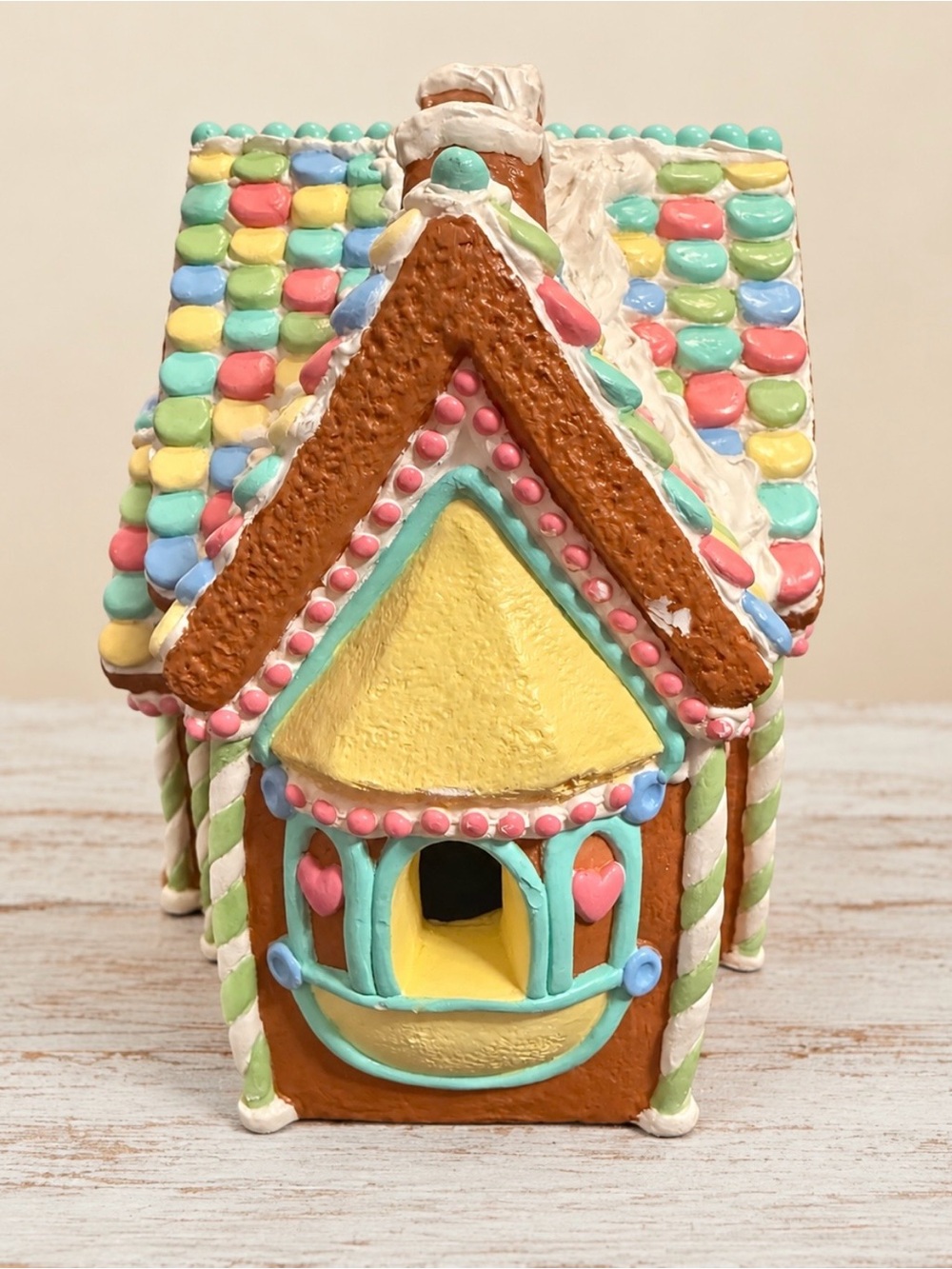 Vintage L.E. Smith Ceramic Pastel Gingerbread House Decor Candy Cookie Cottage - Picture 4 of 9